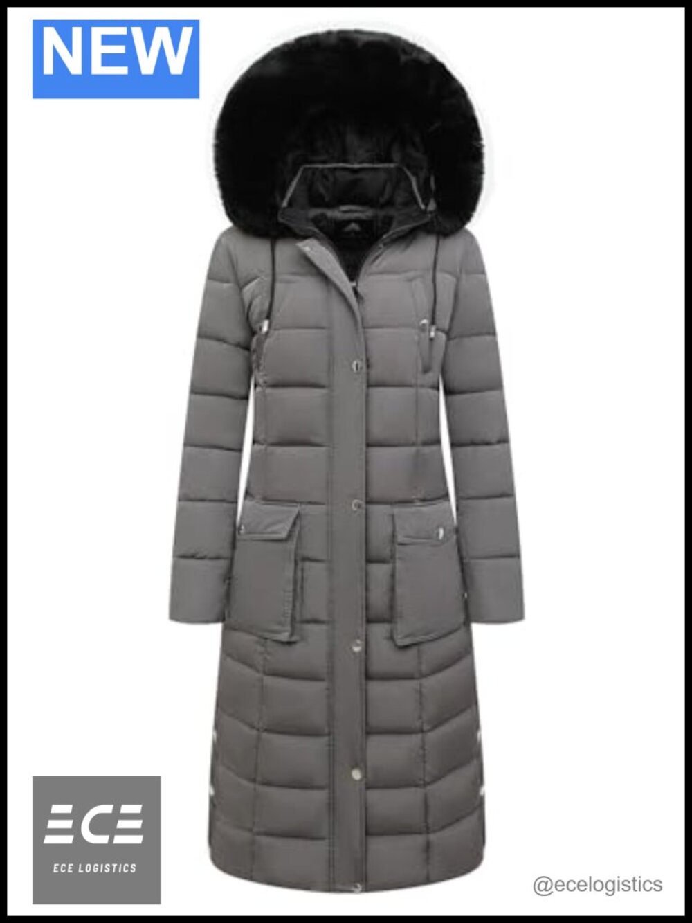Women's Waterproof Long Down Puffer Parka Winter Coat Faux Fur Hood